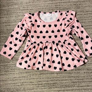 Pink Heart Pattern Kids Top